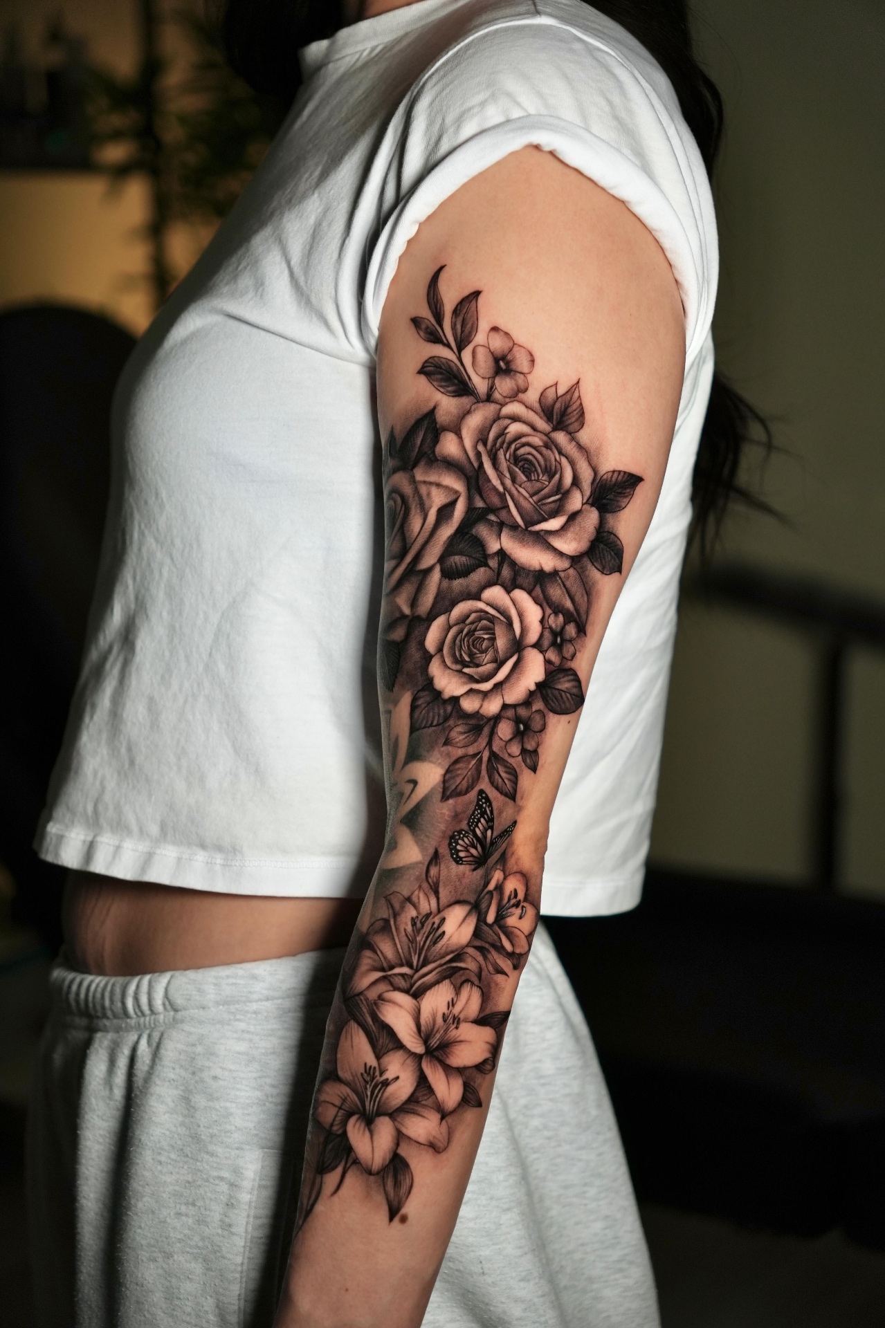 Roses & Lilies Sleeve — Sleeves tattoo by Sahil