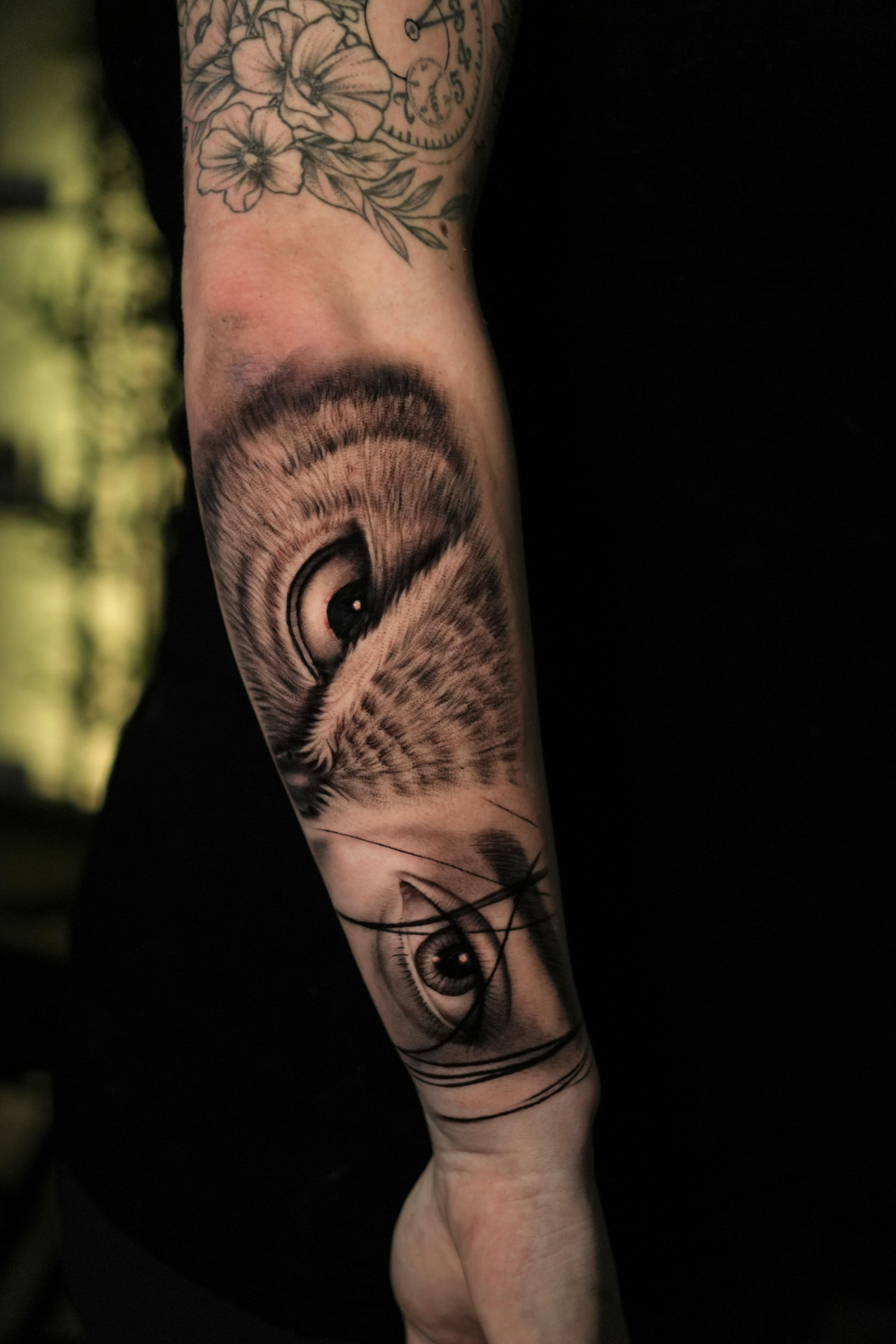 Owl & Human Eye — Animal Portraits tattoo by Sahil