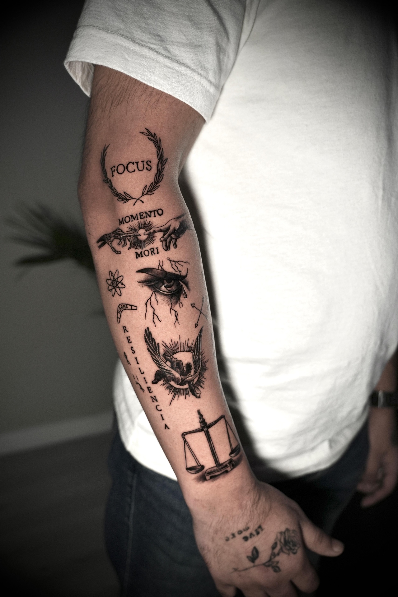 Focus · Momento Mori — Sleeves tattoo by Sahil